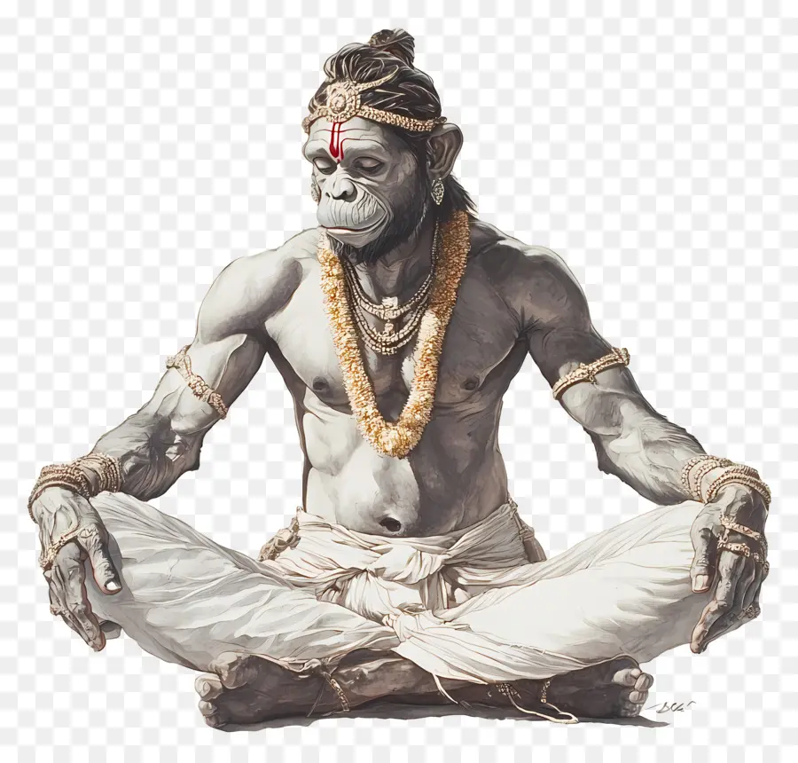 Hanuman，Mono Meditando PNG