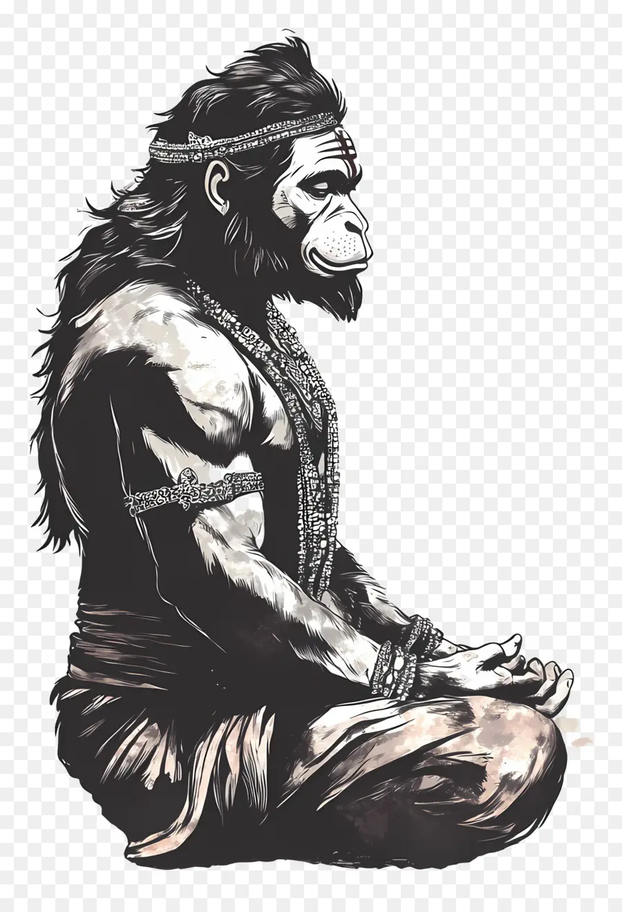 Hanuman，Mono Meditando PNG