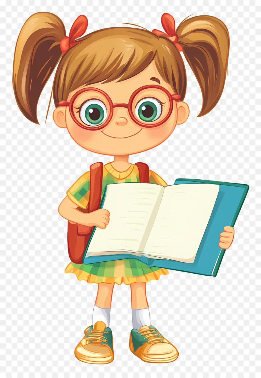 Marco Simple De La Escuela，Chica Con Libro PNG