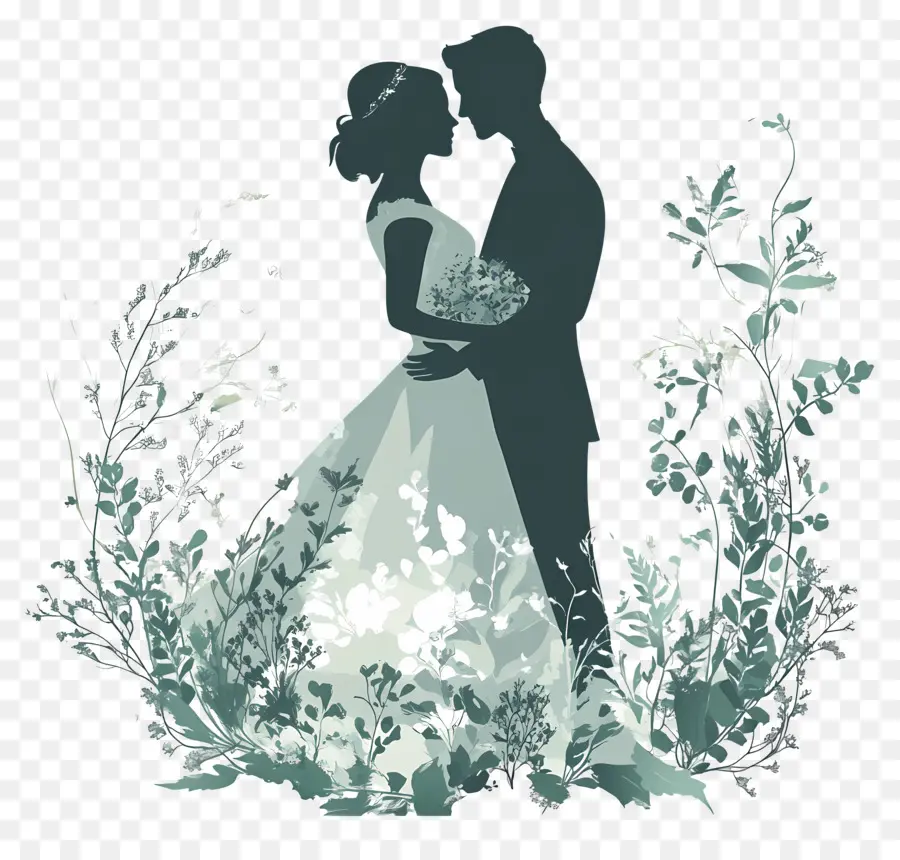 Silueta De Boda，Pareja De Novios PNG