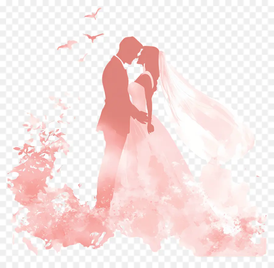 Silueta De Boda，Pareja Silueta Azul PNG