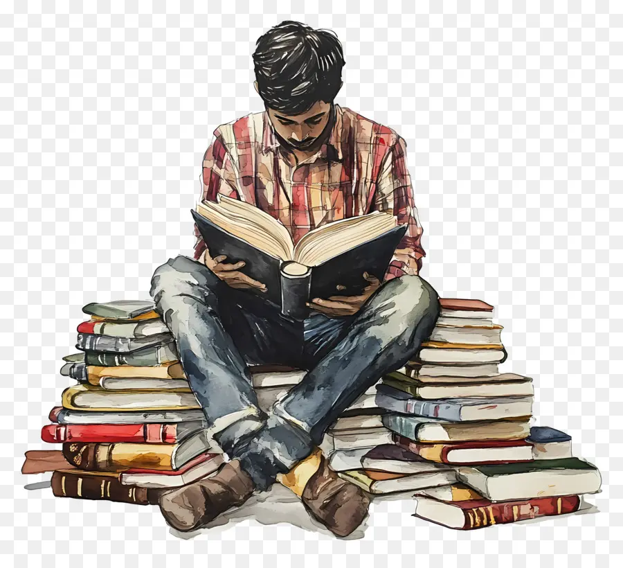 Gusano De Libro，Hombre Leyendo Libros PNG