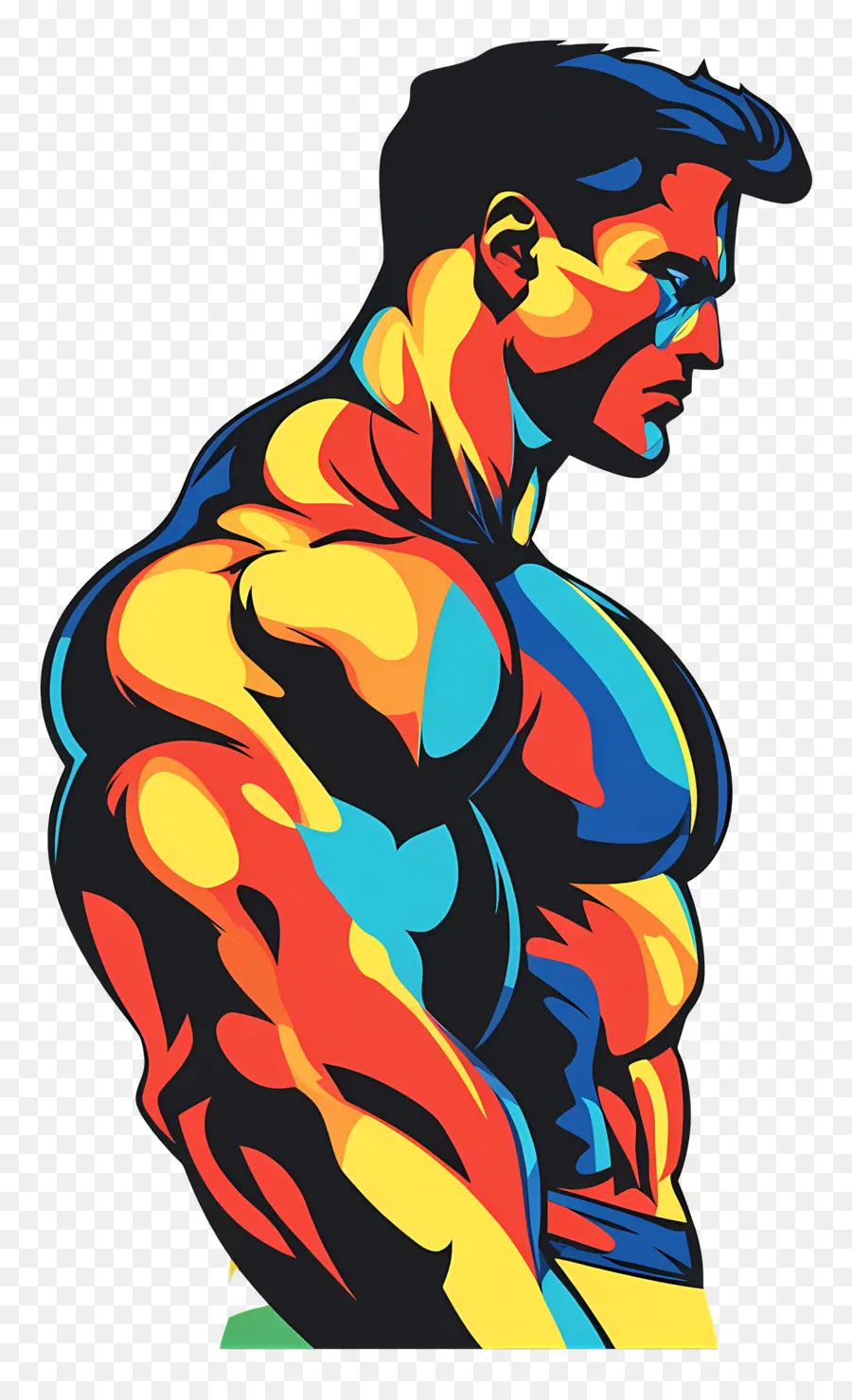 Silueta De Hombre Fuerte，Hombre Colorido PNG