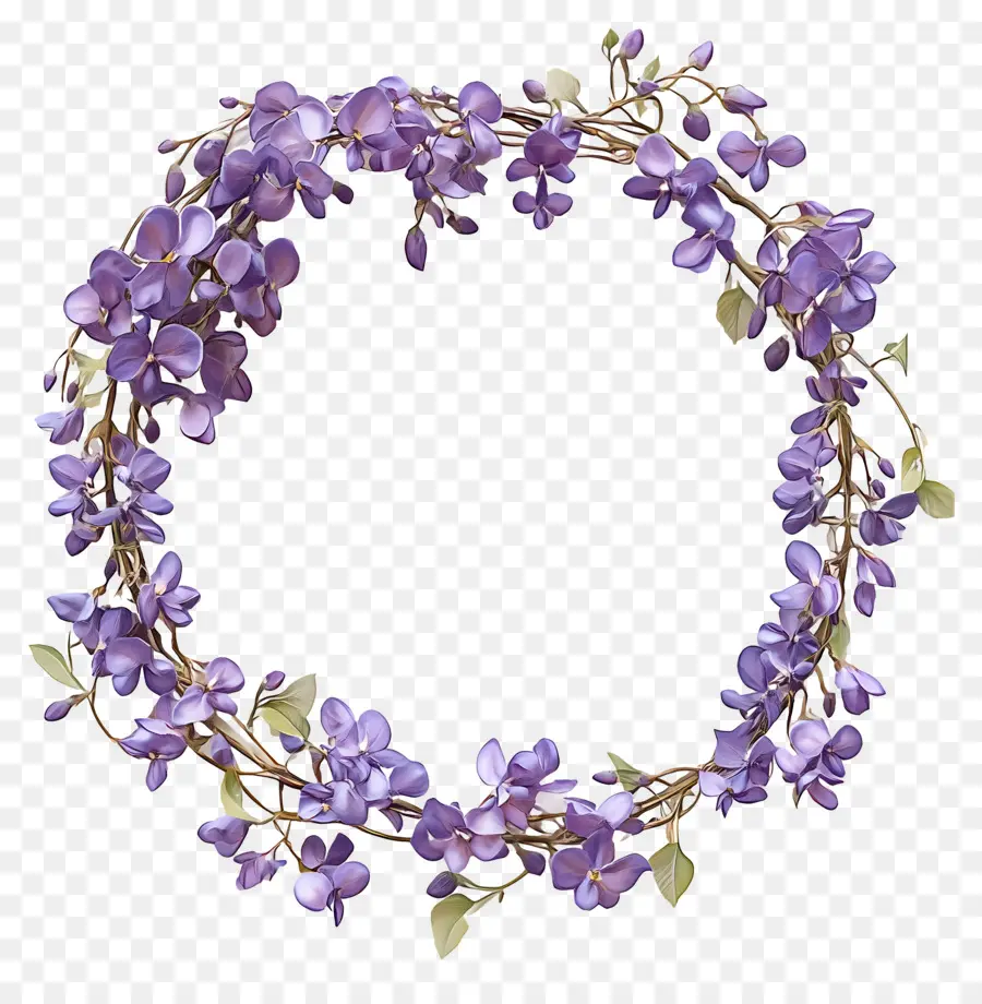 Marco Circular，Corona De Flores Moradas PNG