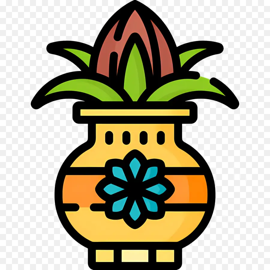 Kalasha，Maceta Decorativa Con Planta PNG