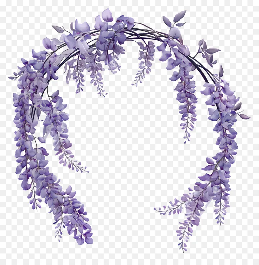 Marco Circular，Corona De Flores Moradas PNG