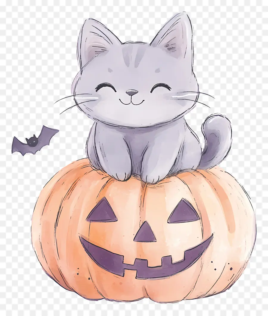 Gato De Halloween，Gato En Calabaza PNG