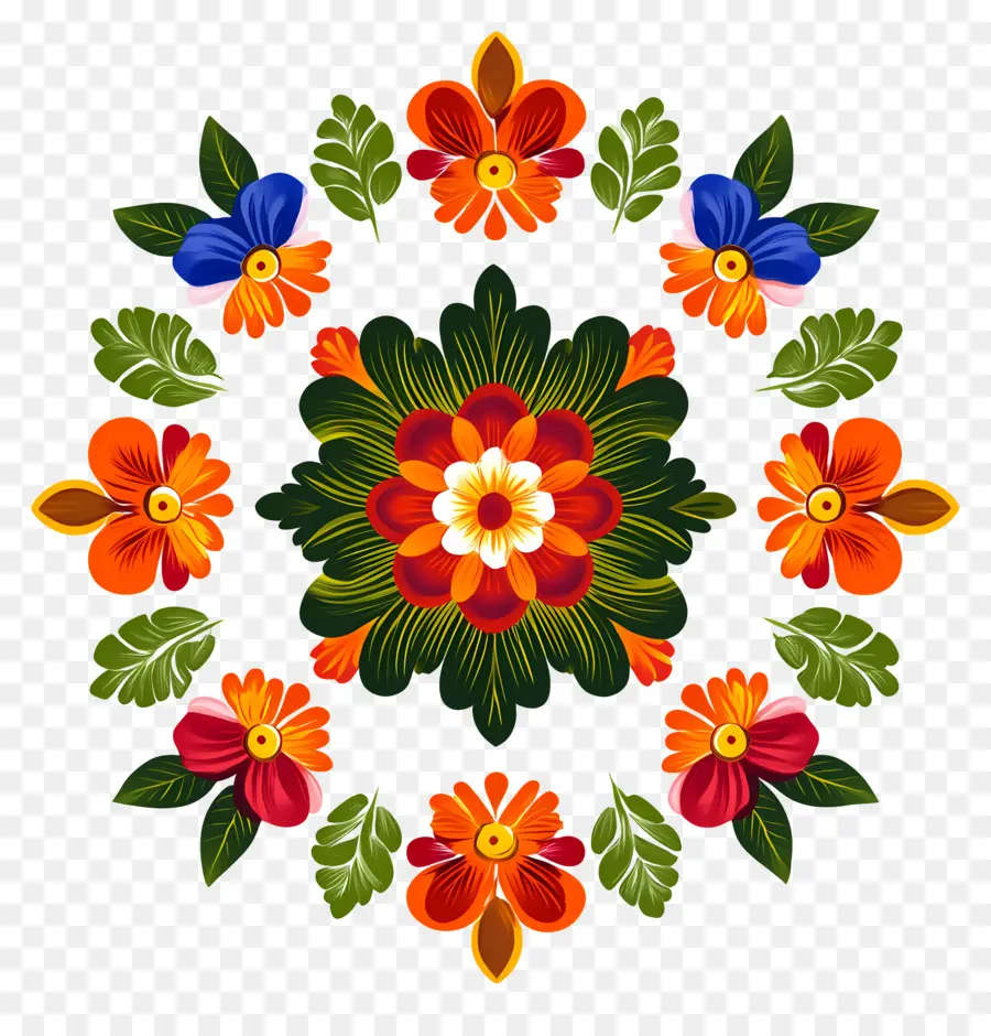 Rangoli Floral De Onam，Flores PNG