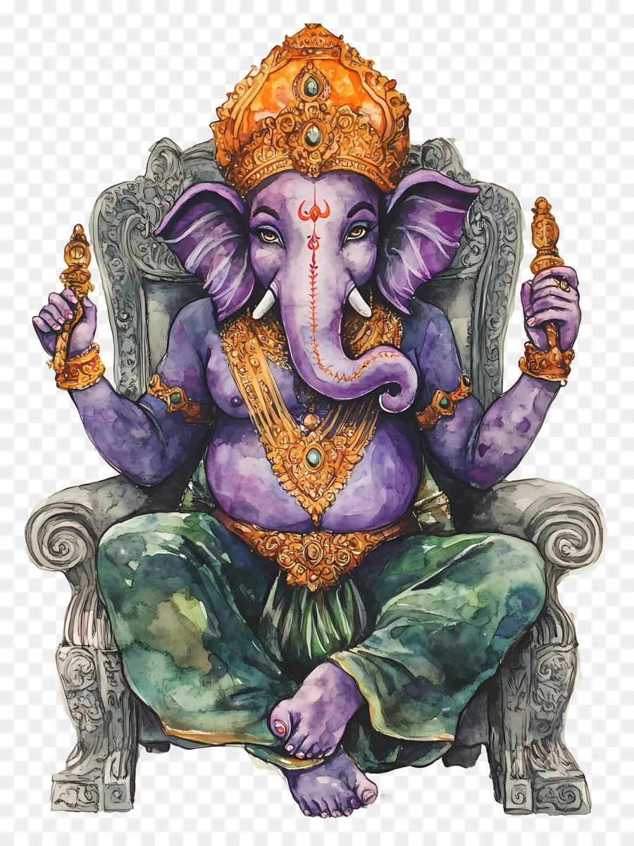 Ganesh Chaturthi，Deidad Del Elefante Morado PNG