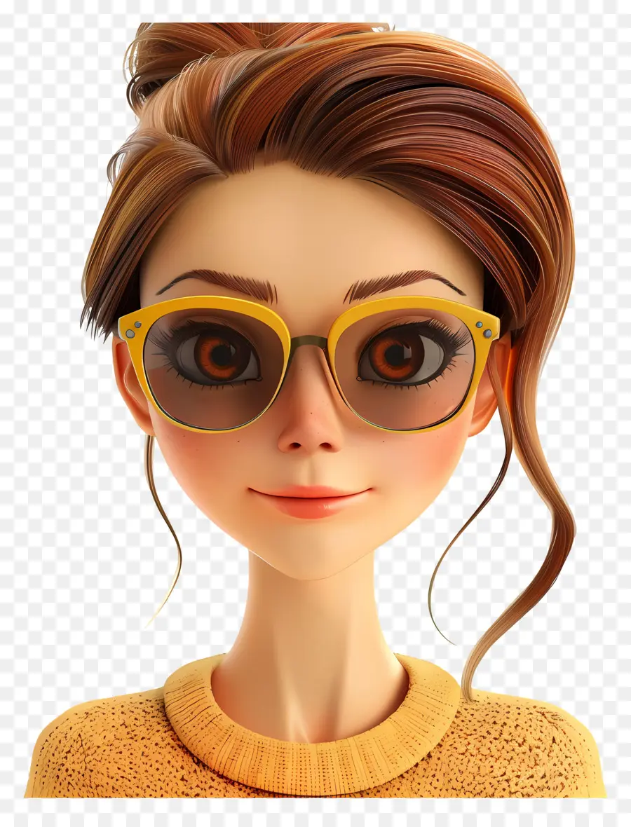 Avatar De Mujer 3d，Mujer Animada Con Gafas PNG