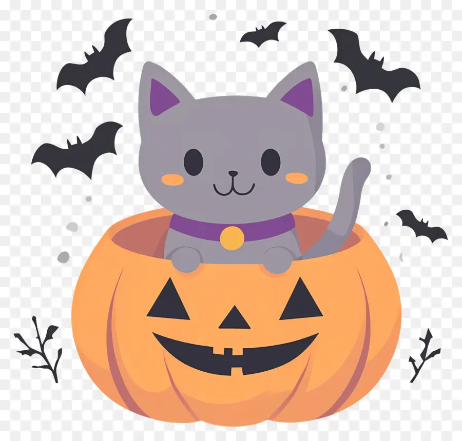 Gato De Halloween，Gato En Calabaza PNG