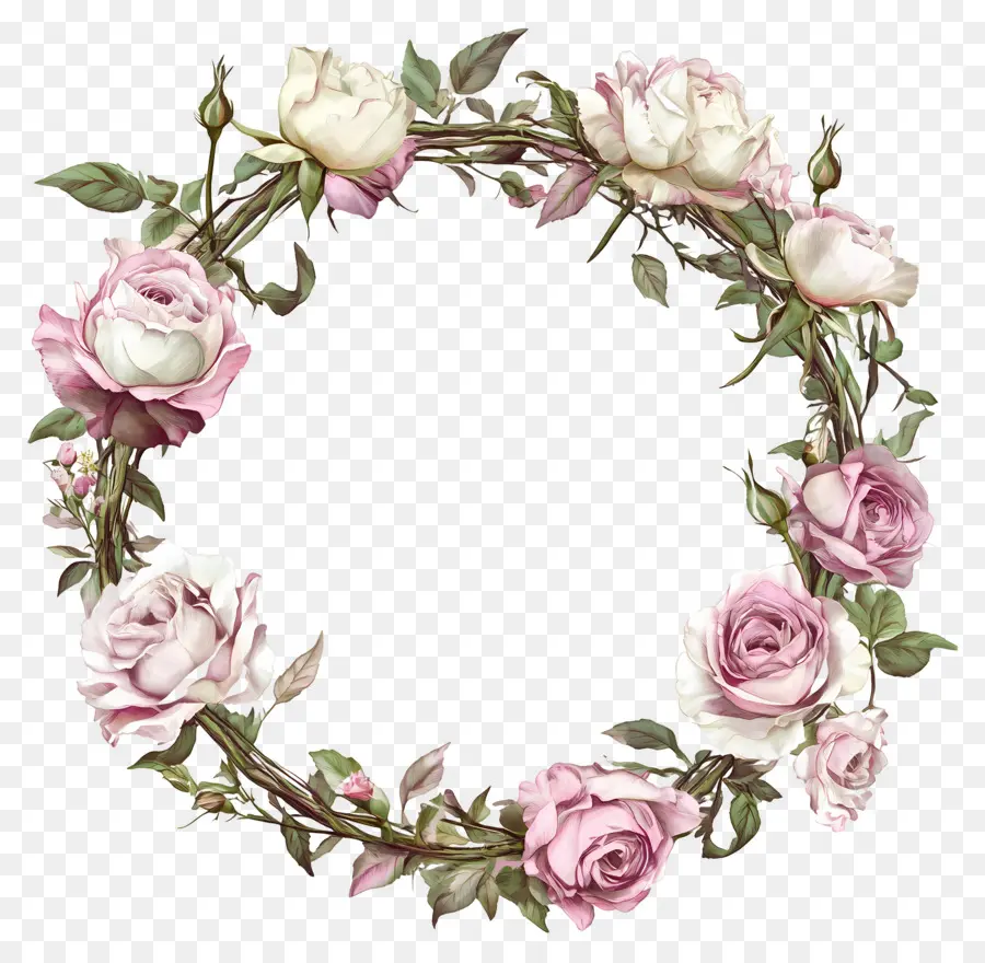 Marco De Círculo De Boda，Corona Floral Rosa PNG