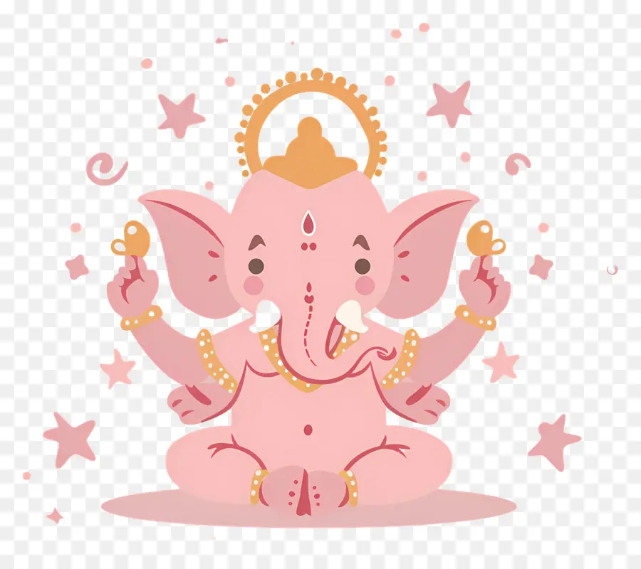 Ganesh Chaturthi，Elefante Rosa Con Múltiples Brazos PNG