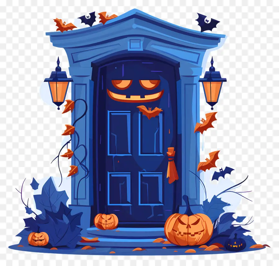 Puerta Espeluznante De Halloween，Puerta Decorada De Halloween PNG