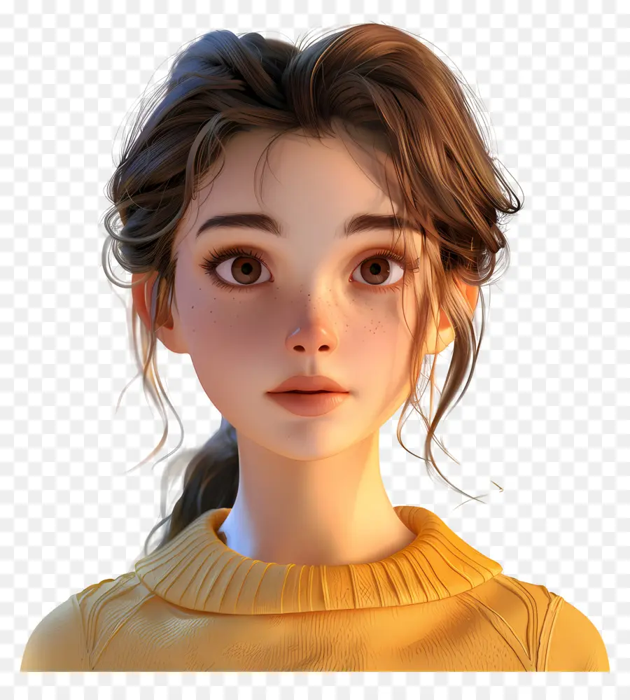 Avatar De Niña 3d，Chica Animada PNG