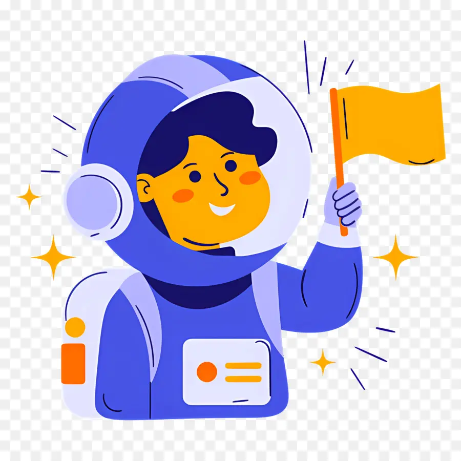 Astronauta，Astronauta Con Bandera PNG