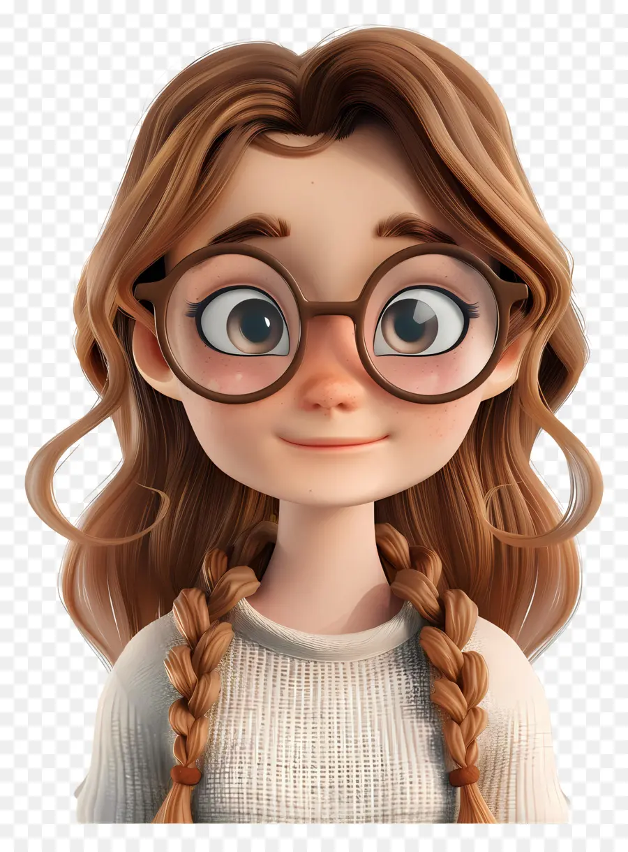 Avatar De Niña 3d，Chica Con Gafas PNG