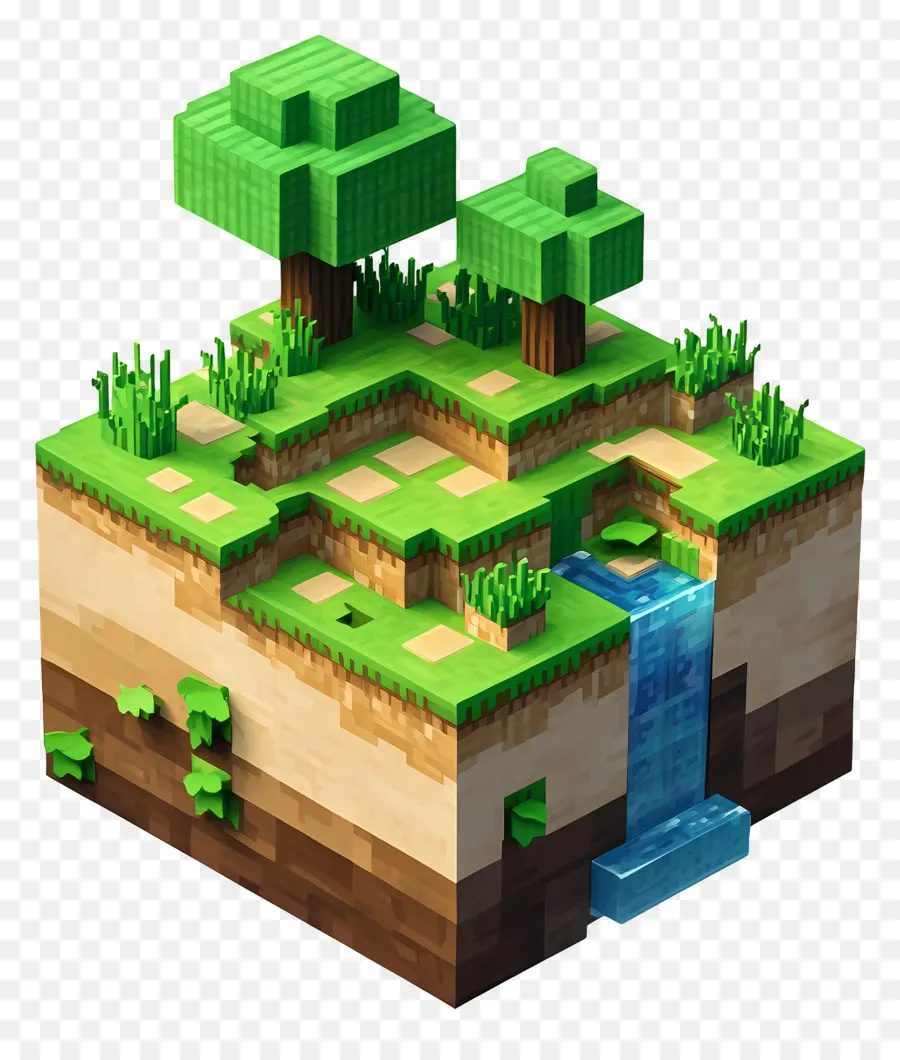 Minecraft，Paisaje De Bloques PNG