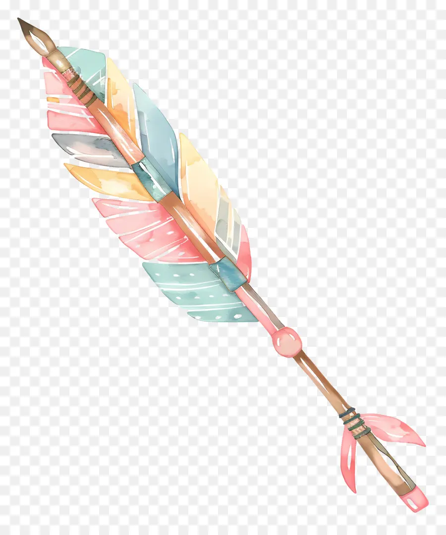 Flecha Pastel，Flecha Colorida Con Plumas PNG