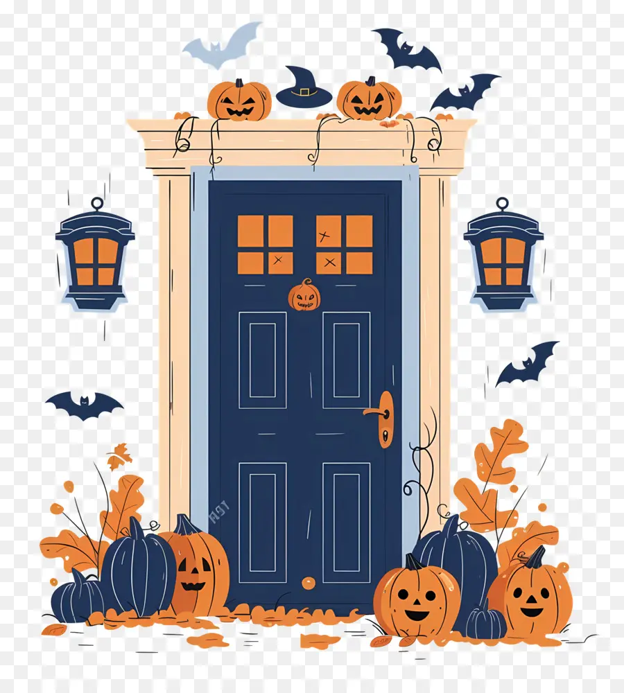 Puerta Espeluznante De Halloween，Puerta Decorada De Halloween PNG