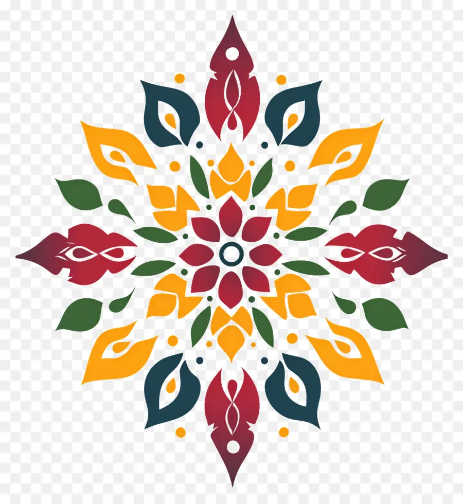 Rangoli Floral De Onam，Mándala Colorida PNG