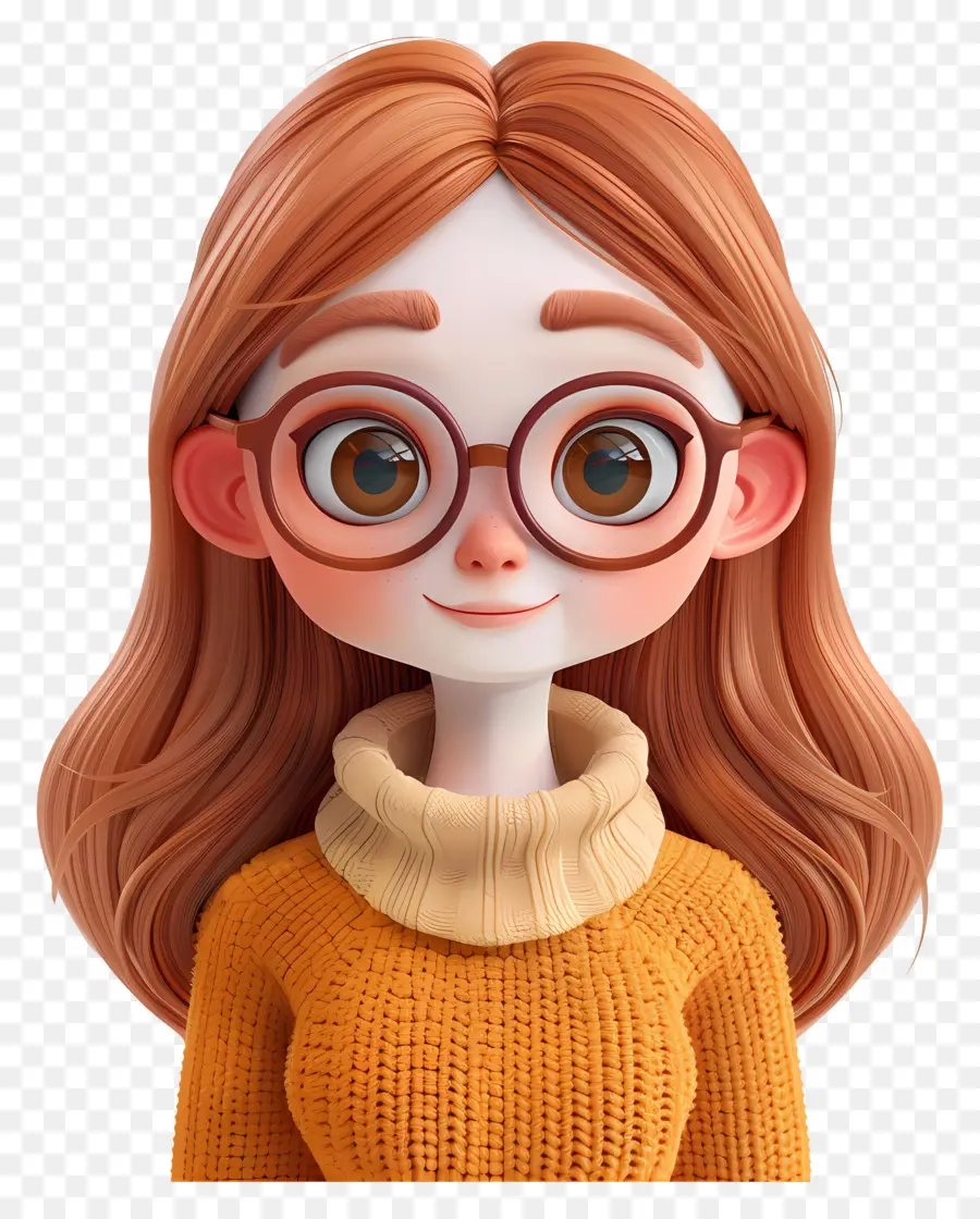 Avatar De Niña 3d，Chica Con Pelo Rojo PNG