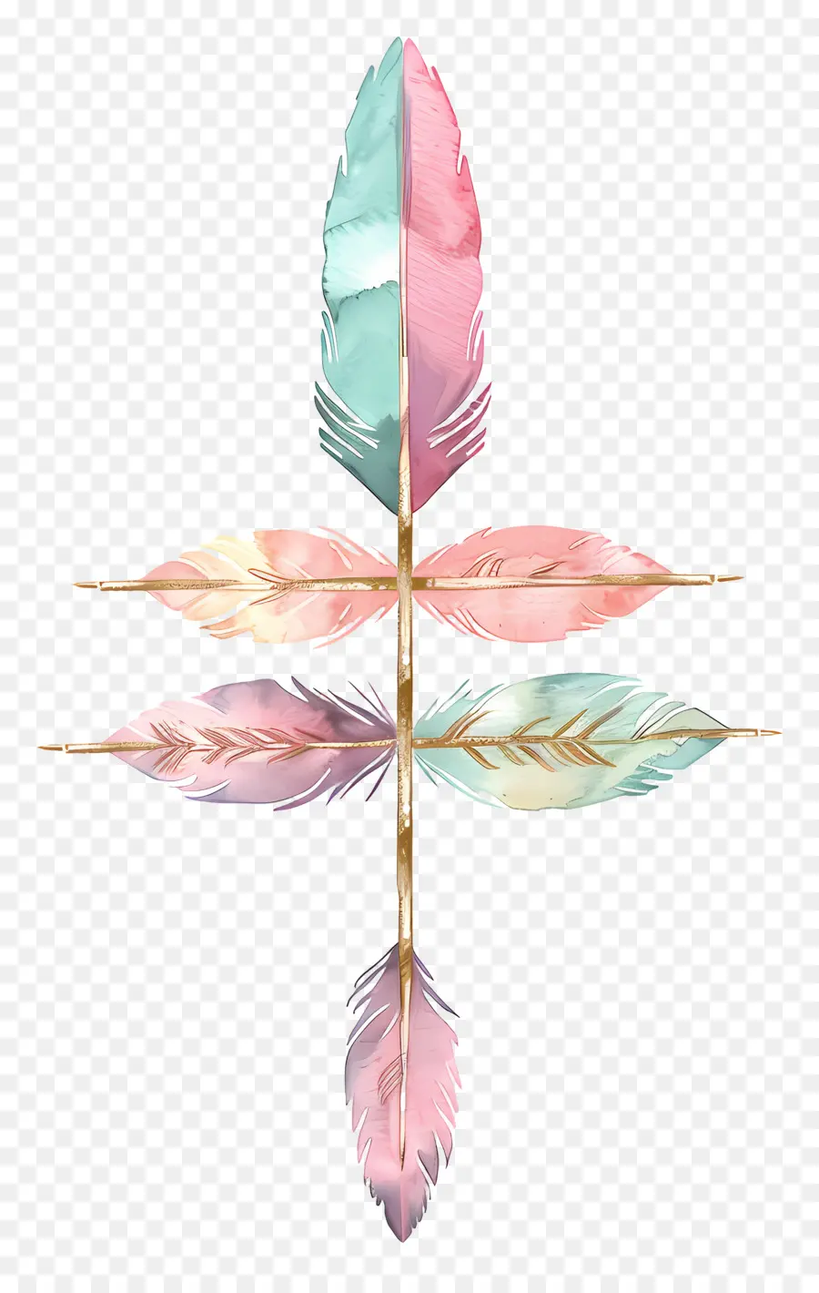 Flecha Pastel，Plumas Coloridas PNG