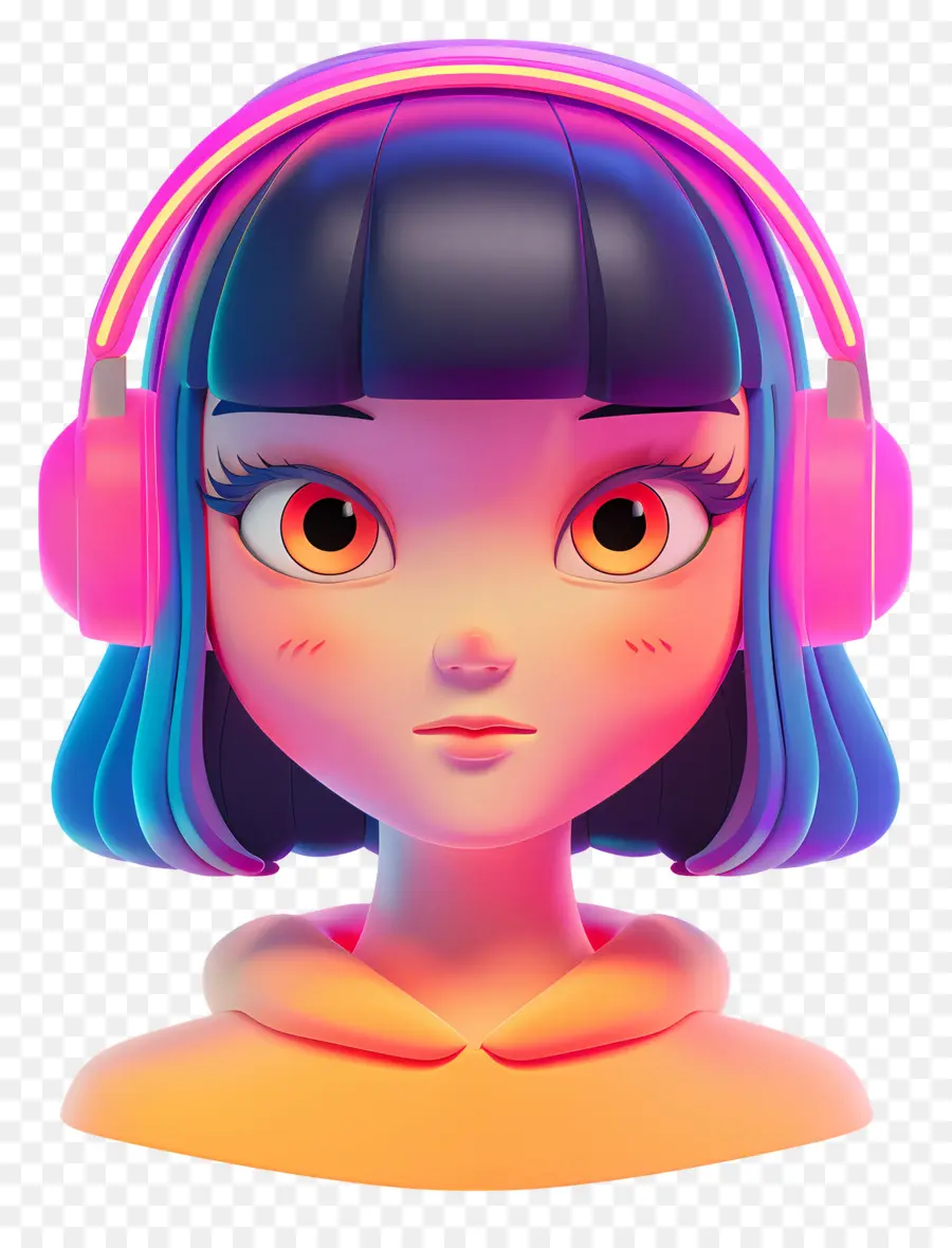 Avatar De Niña 3d，Chica Con Auriculares PNG