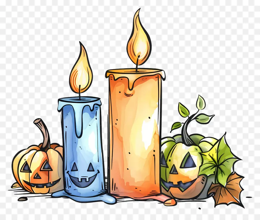 Velas De Halloween，Calabaza PNG