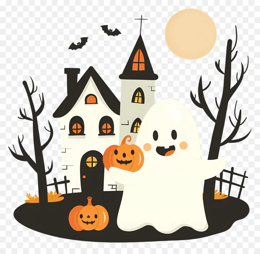 Fantasma De Halloween，Casa Embrujada Y Fantasma PNG