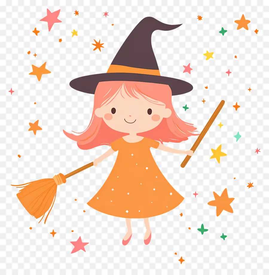 Linda Bruja De Halloween，Linda Bruja En Amarillo PNG