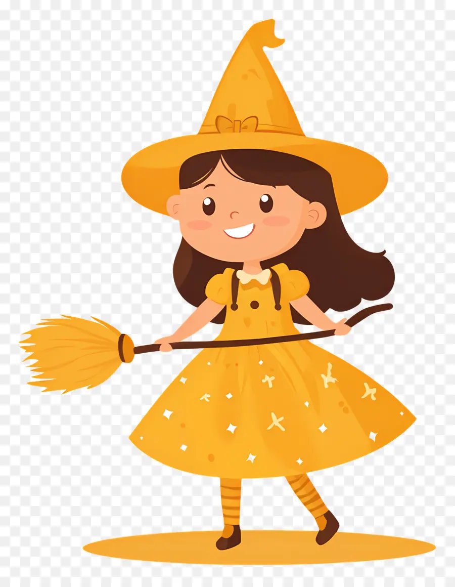 Linda Bruja De Halloween，Linda Bruja En Amarillo PNG