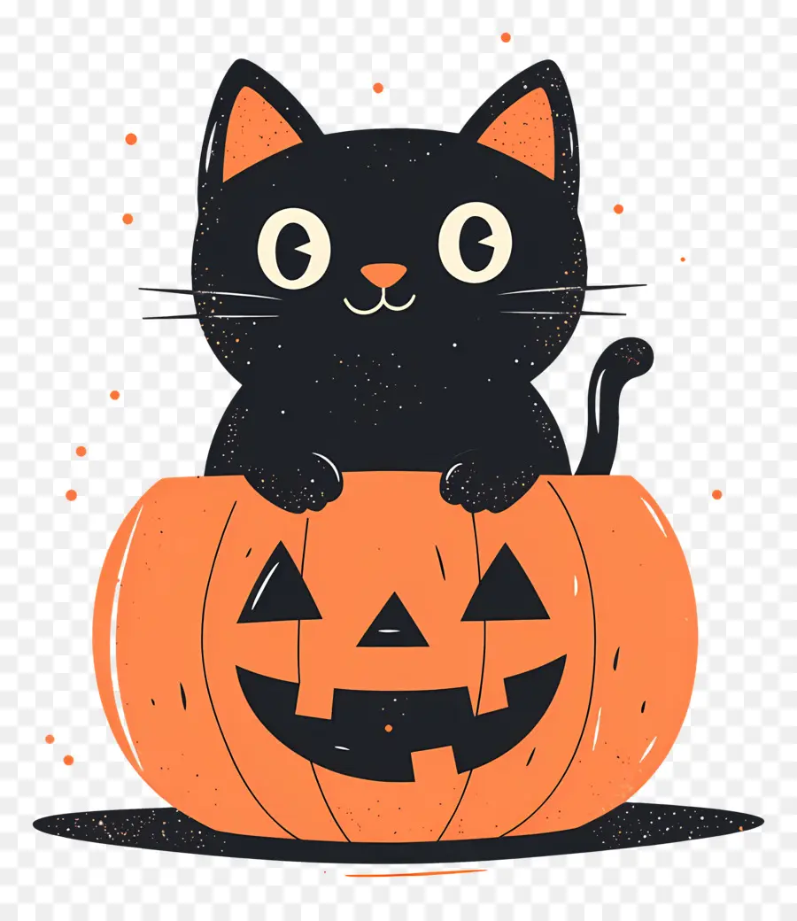 Gato Negro De Halloween，Gato Negro Sobre Calabaza PNG