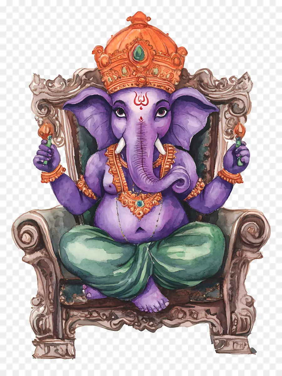 Ganesh Chaturthi，Ganesha Púrpura PNG