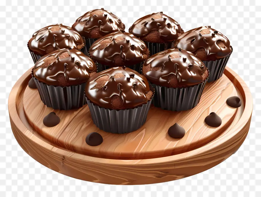 Muffins De Chocolate，Postre PNG