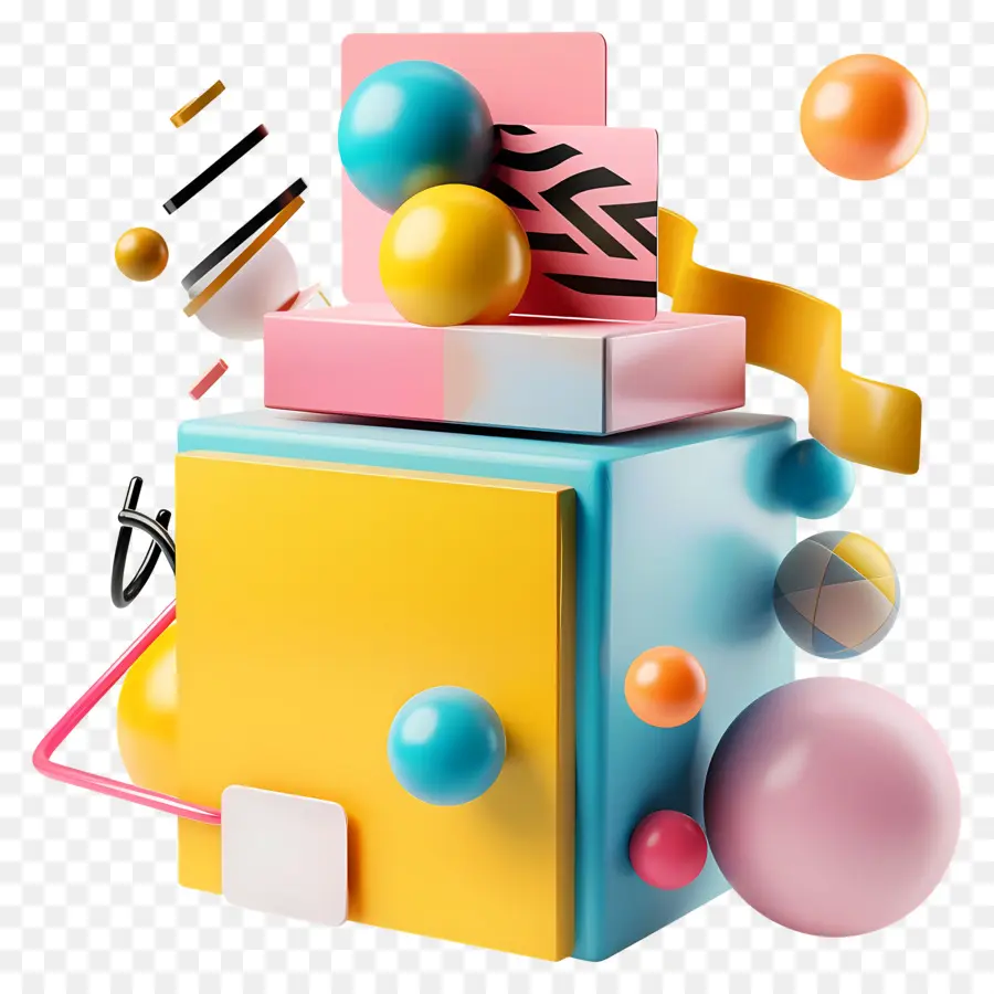 Caja Creativa 3d，Formas Coloridas PNG