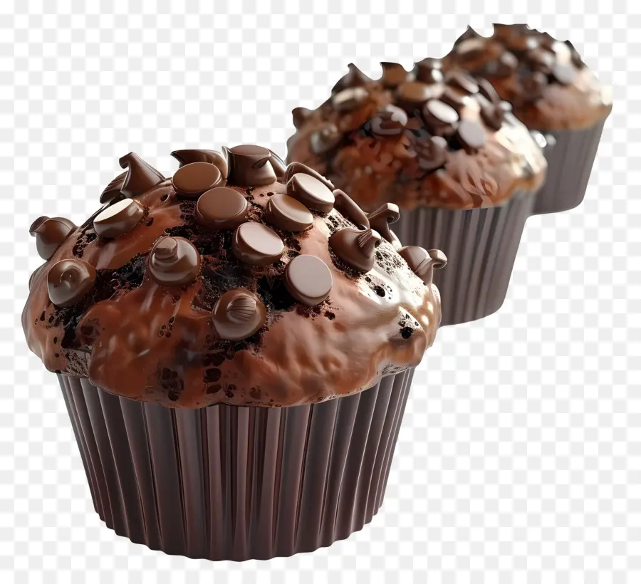 Muffins De Chocolate，Postre PNG