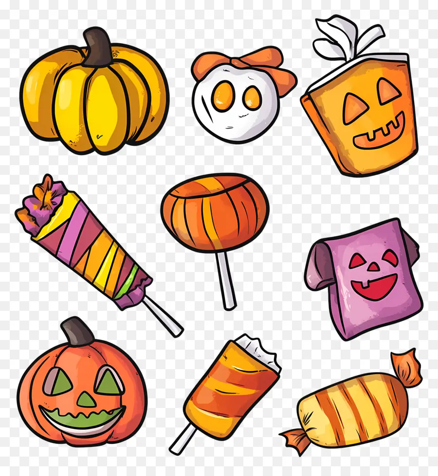 Dulces De Halloween，Calabazas Y Dulces De Halloween PNG