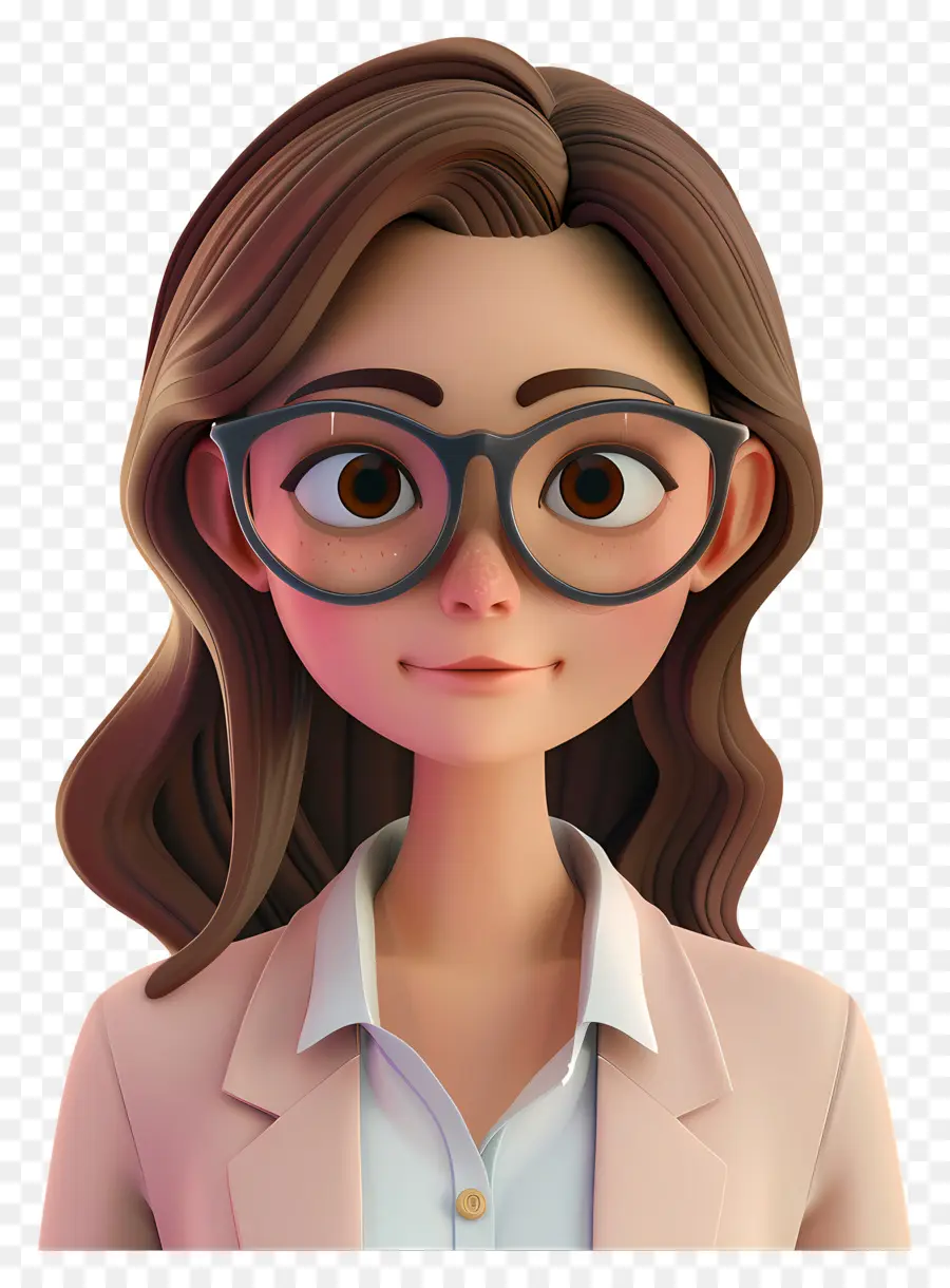 Avatar De Mujer 3d，Mujer Animada Con Gafas PNG