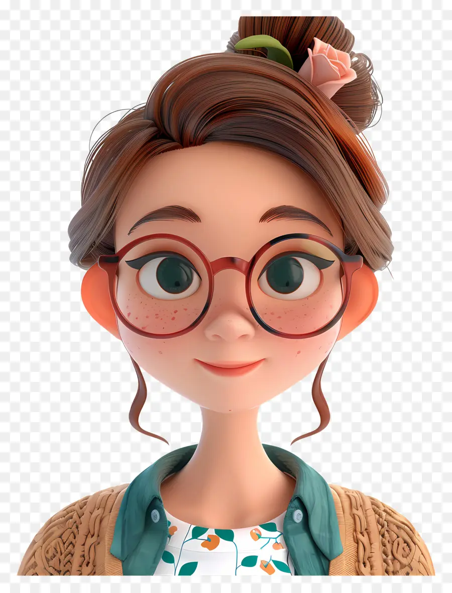 Avatar De Mujer 3d，Chica Con Gafas PNG