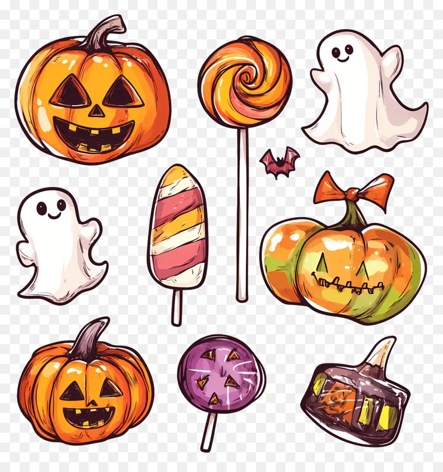 Dulces De Halloween，Calabazas Y Dulces De Halloween PNG