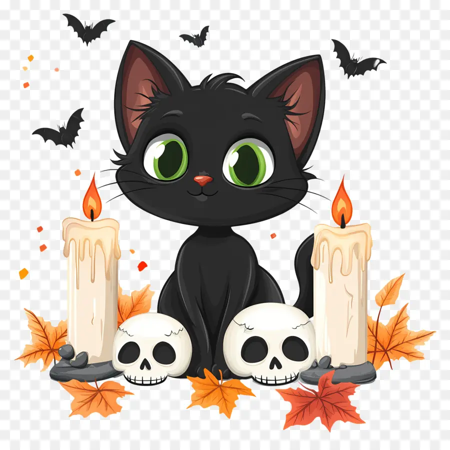 Gato Negro De Halloween，Gato Negro PNG