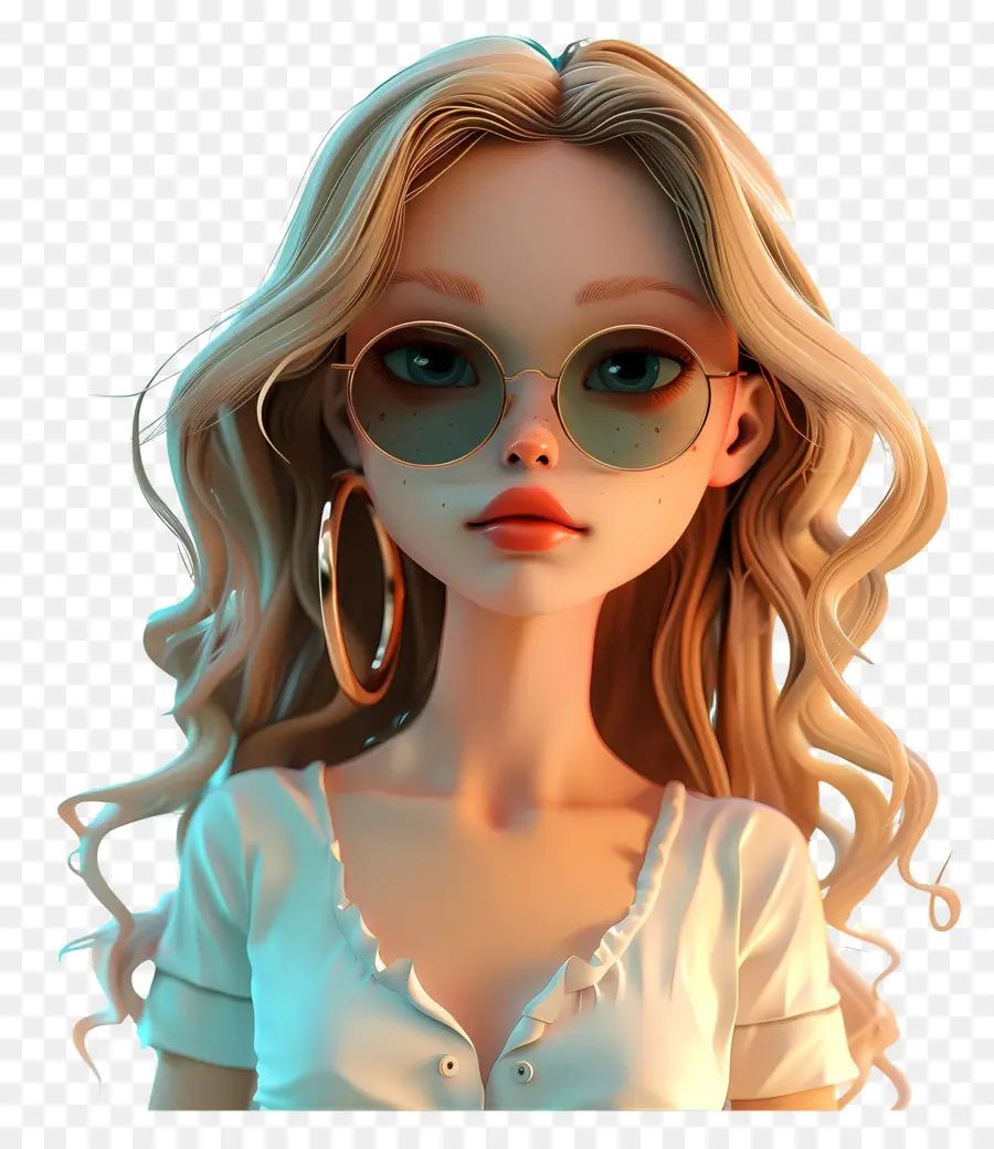 Avatar De Niña 3d，Chica Con Gafas De Sol PNG