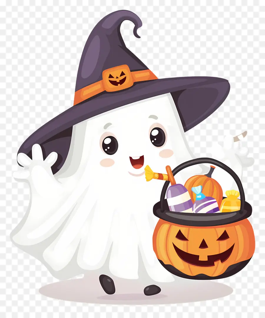 Fantasma De Halloween，Fantasma Con Caramelo PNG