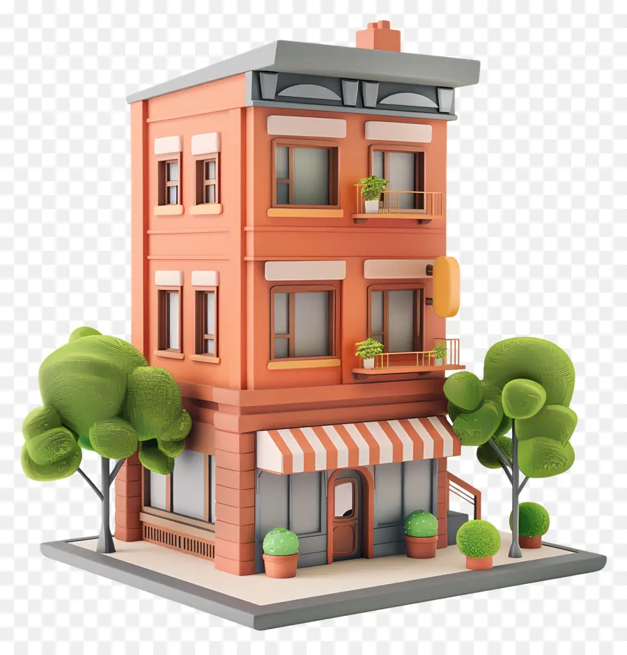 Edificio 3d，Linda Casa PNG