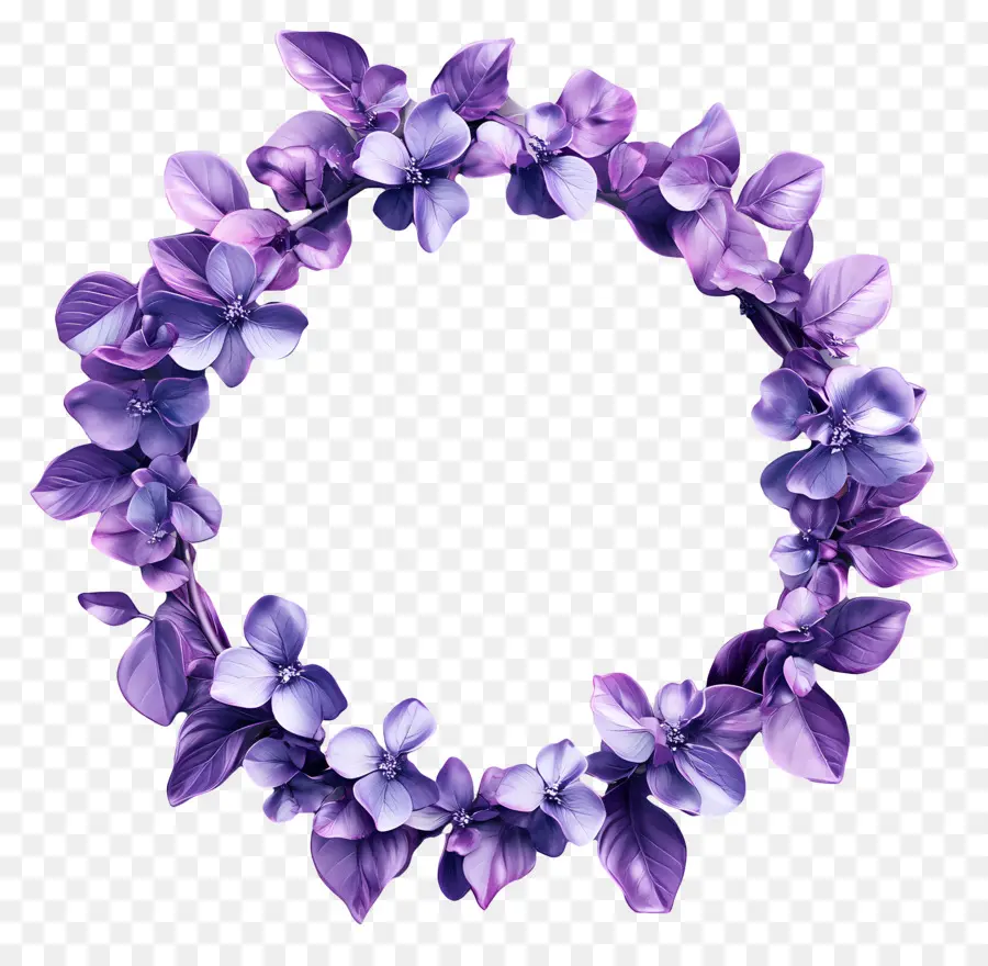 Marco Circular，Corona De Flores Moradas PNG