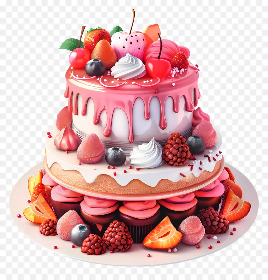 Pastel 3d，Pastel De Frutas PNG