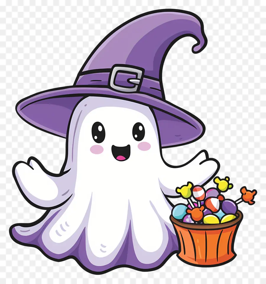 Fantasma De Halloween，Fantasma Con Caramelo PNG