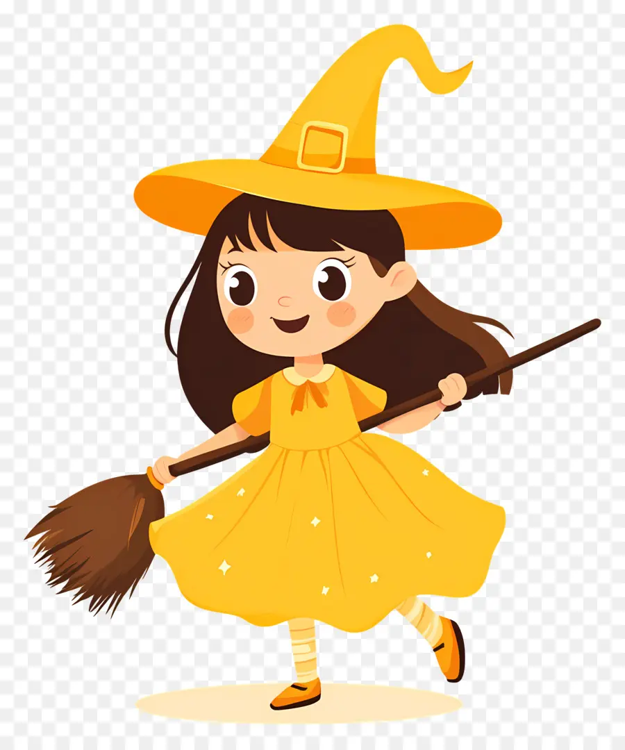 Linda Bruja De Halloween，Linda Bruja En Amarillo PNG