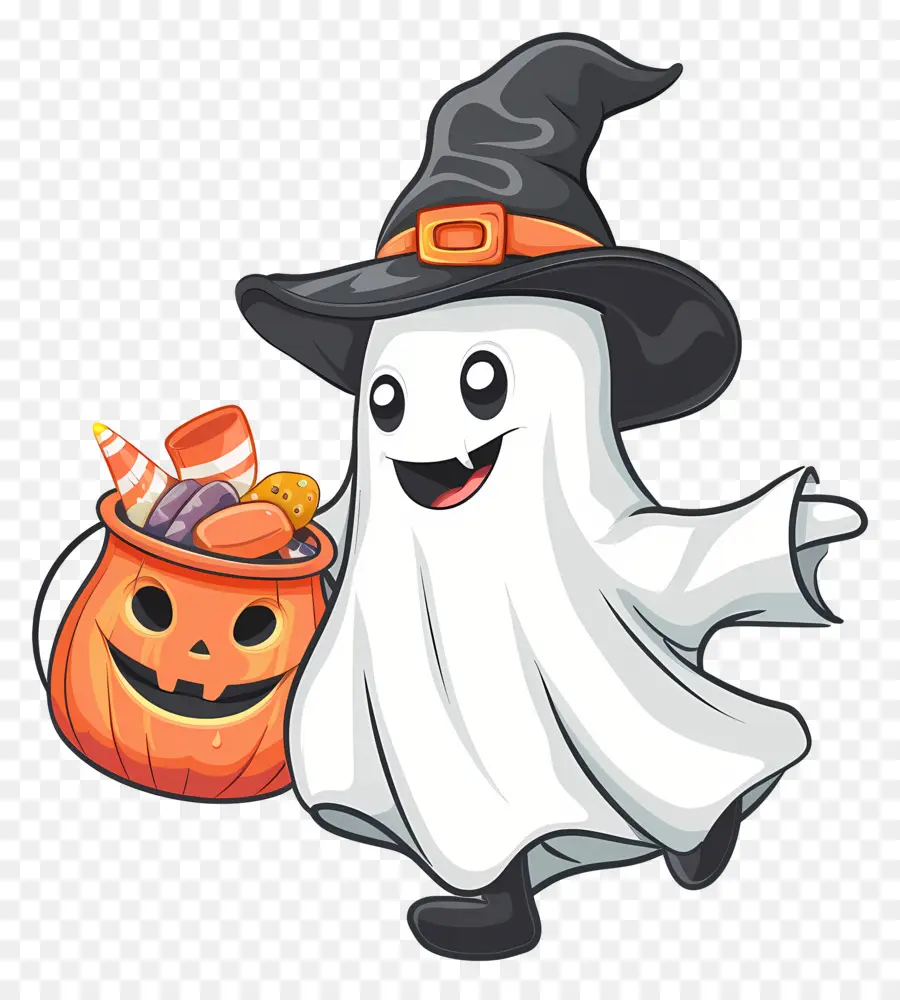 Fantasma De Halloween，Fantasma Con Caramelo PNG